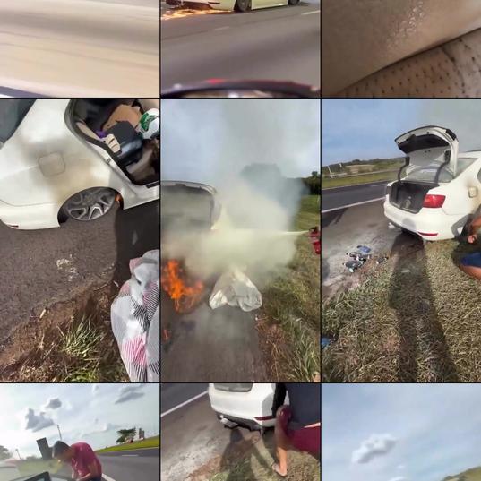 Lowered car catches fire and bursts