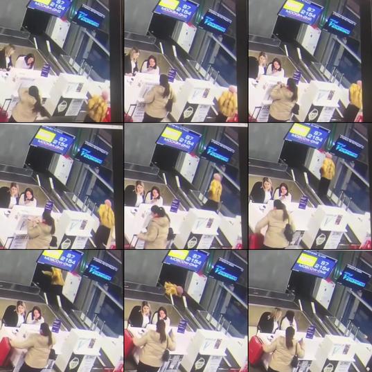 A confused lady tries to get onto a